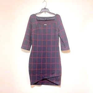 NWT Express Plaid Square Neck Dress